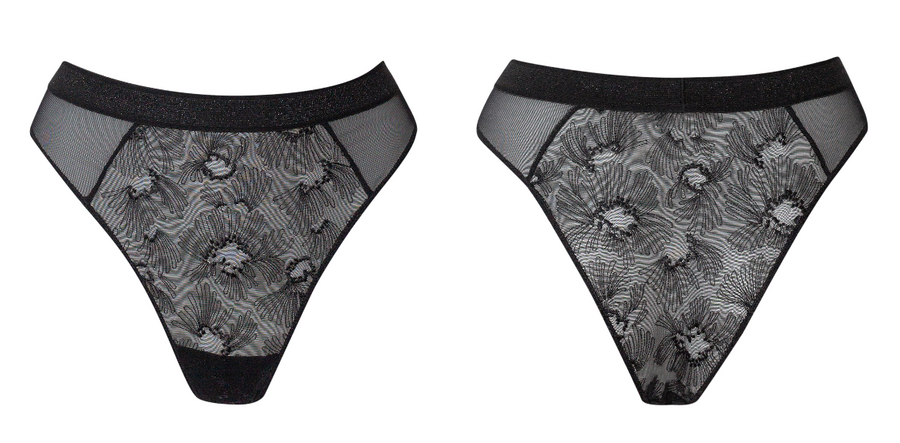 HIGH-WAISTED TANGA PANTY - BLACK SHADOW - Shipping early March